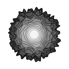 Black concentric wavy lines. Stack of rounded shapes. Abstract organic form.