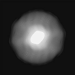 Black concentric wavy lines that makes a rounded abstract organic shape.