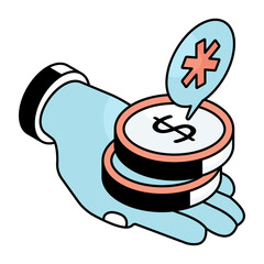 An editable design icon of dollar coins 