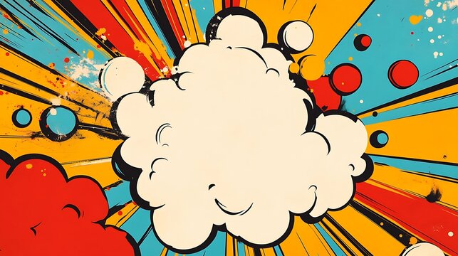 Pop Art Comic Book Speech Bubble with Exploding Background