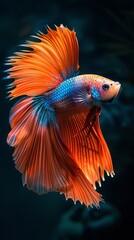 Obraz premium A vibrant betta fish is in motion.