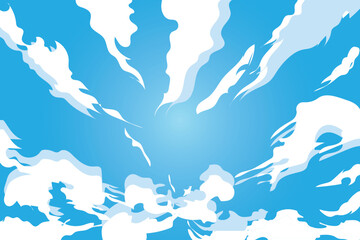comic landscape with blue sky cloud vector illustration background design