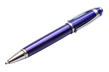 Purple pen with metallic blue finish isolated on transparent background