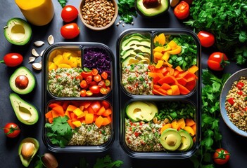 vibrant allergy friendly meal prep featuring colorful ingredients healthy eating nutrition, vegetables, fruits, grains, protein, dishes, recipes, cooking