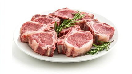 An attractive presentation of fresh pork chops with bone-in and boneless options, arranged on a white plate and set against a white background for clarity.