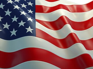 Obraz premium Waving American flag with vibrant red and blue colors, symbolizing patriotism.