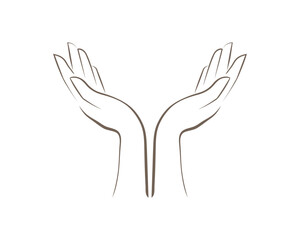 The silhouette of a hand drawn with a line. Line. A shadow.