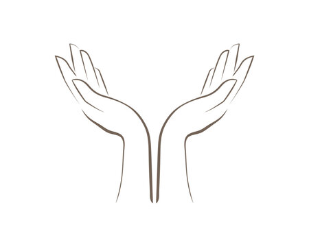 The silhouette of a hand drawn with a line. Line. A shadow.