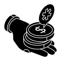 An editable design icon of dollar coins 