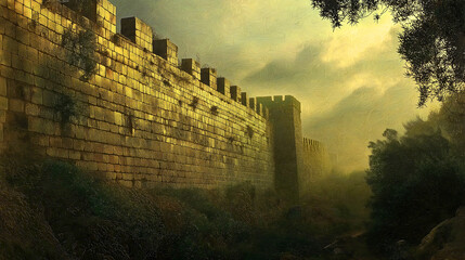 The walls of the famous Jericho, which the Israelites attacked and destroyed, demonstrating God's power. This event is known as the biblical siege of Jericho.