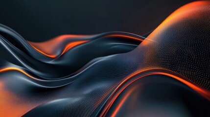 Digital technology black orange wave curve abstract poster web page PPT background