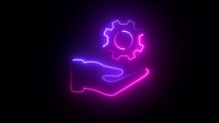 Continuous one single line hand setting icon drawing management Manufacturing icon neon glow vector illustration concept,  setting  icon technical concept and networking concept. 