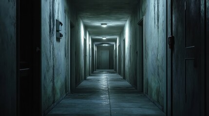Horror hallway with little lighting background