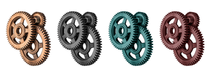 Metal gear on transparent background PNG. Side view