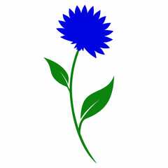 A minimalist Blue Cornflower silhouette vector artwork featuring its distinct floral shape, ideal for elegant designs, nature-themed illustrations, and botanical art projects