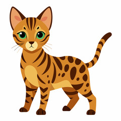 A charming Bengal kitten vector art illustration highlighting its playful pose and distinctive spotted coat, ideal for pet-themed designs, animal lovers, and cute digital artwork.