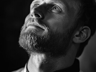 Obraz premium Contemplative Man with Beard