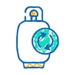 Fototapeta premium reusing cylinder biogas doodle icon sketch vector. reusing cylinder biogas sign. isolated symbol illustration