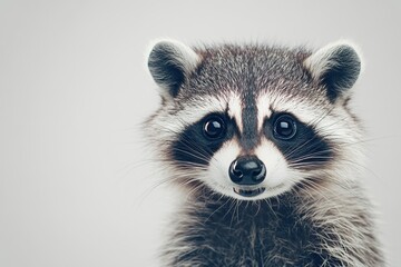 Obraz premium Portrait of young raccoon on grey background