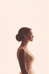 Elegant Woman in Bridal Dress Poses Gracefully Against a Soft Light Background During a Photoshoot