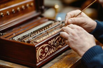 antique radio being restored, hands working delicately on inner components