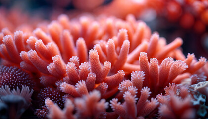 Coral Reef. Sea life. Red Coral close up