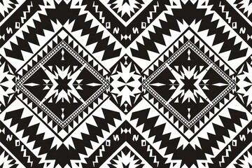 Fototapeta premium Aztec Navajo black and white geometric pattern for fabric.