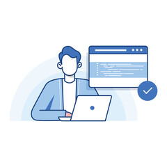 Code Development Icon. Software Programming Graphic. Coding Verification Symbol. Approved Development Standards.