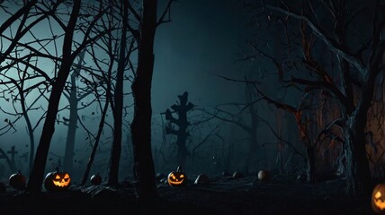 Fototapeta premium Minimalist abstract Halloween background with simple shapes, a dark color palette, and a spooky atmosphere, perfect for Halloween background