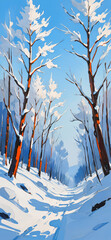 Winter landscape, phone wallpaper, phone background