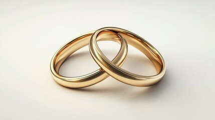 A pair of golden wedding rings 3D render isolated on a white background