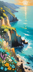 Coastal cliffs, phone wallpaper, phone background