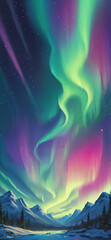Abstract aurora borealis, phone wallpaper, phone background