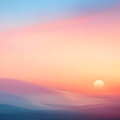 Fototapeta premium A soft blend of pale pinks, oranges, and light blues, reminiscent of early morning light just before sunrise. Gentle curves and gradients create a soothing transition between colors, evoking the peace