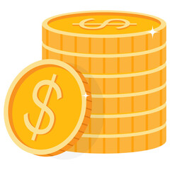 Golden Coin Stack Flat Vector