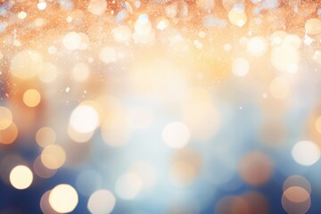Sparkling glittering blue and gold bokeh lights background. Concept for Christmas holiday, celebration, New Year's Eve