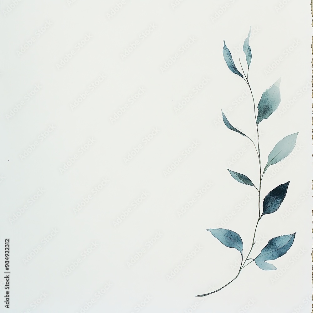 Wall mural Elegant watercolor leaf branch design for botanical art and decor.