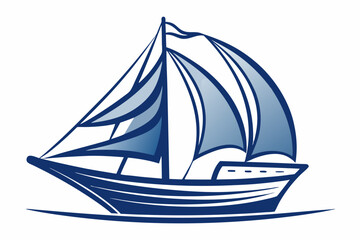 A stylized line drawing of a sailing-boat vector art, water illustration on a white background 