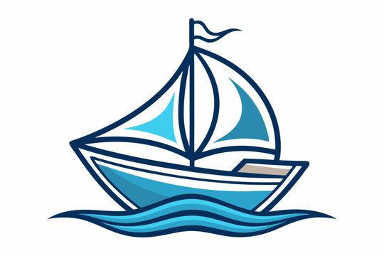 recommend clip art: A stylized line drawing of a sailing-boat vector art, water illustration on a white background 