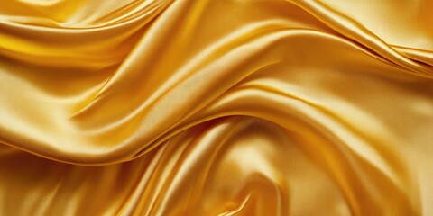 Fototapeta premium Golden Satin Waves. Abstract Flowing Silk Fabric Background