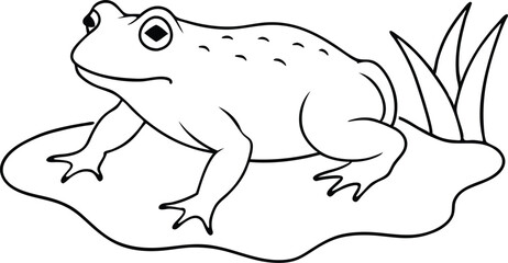 Cute Frog Sitting Pose Vector Art for Kids Coloring Fun
