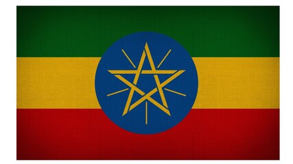 Federal Democratic Republic of Ethiopia national flag isolated on white background.