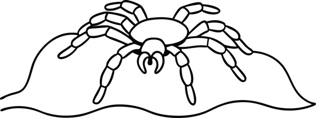 Tarantula Crawling Vector Illustration for Kids Creative Coloring Fun

