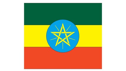 Federal Democratic Republic of Ethiopia national flag isolated on white background.