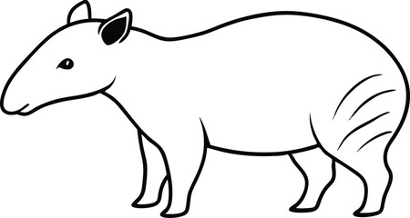 Kids Coloring Book Tapir in the Jungle Vector Illustration
