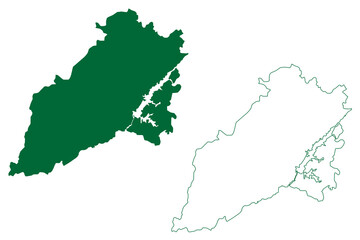 Malkangiri district (Odisha State, Republic of India) map vector illustration, scribble sketch Malkangiri map