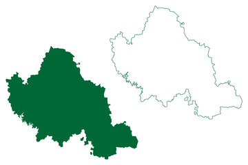 Mandya district (Karnataka State, Republic of India, Mysore division) map vector illustration, scribble sketch Mandya map