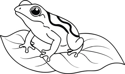 Explore Nature with a Poison Dart Frog on Leaf Vector for Kids Coloring
