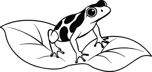 Poison Dart Frog on Leaf Vector Illustration Fun for Kids to Color
