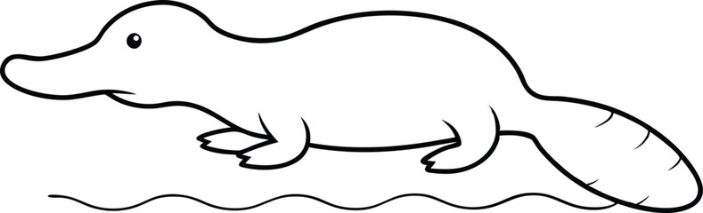 Cute Platypus Swimming Vector Illustration for Young Artists
